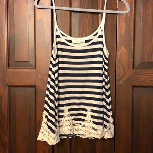Rewind navy & white tank top (M)